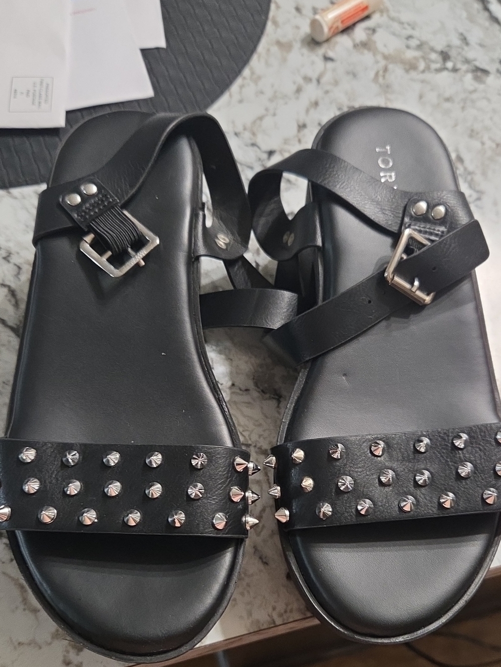 torrid Black Studded Buckle Sandals
